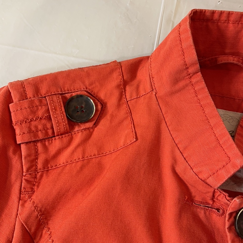 Eddie Bauer Orange Button Down Utility Jacket S - image 8
